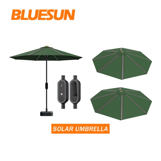 Offset Umbrella With Lights Beach Solar Powered Umbrella