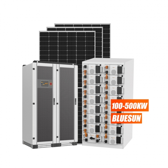 USA Market 150kW Hybrid Solar System with Lithium battery Backup-Bluesun